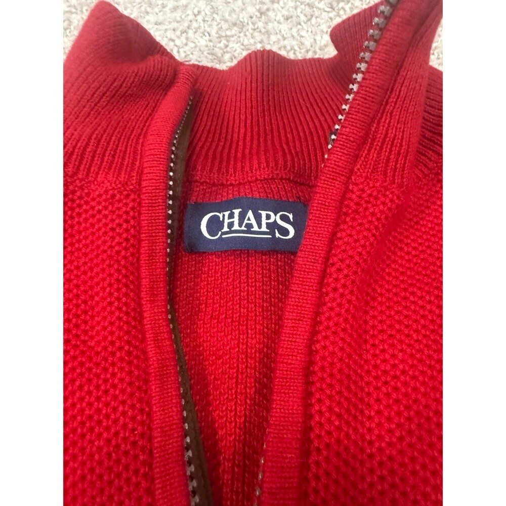Bright red chaps quarter zip elbow padded sweater men’s medium Ralph Lauren Polo - Picture 2 of 6